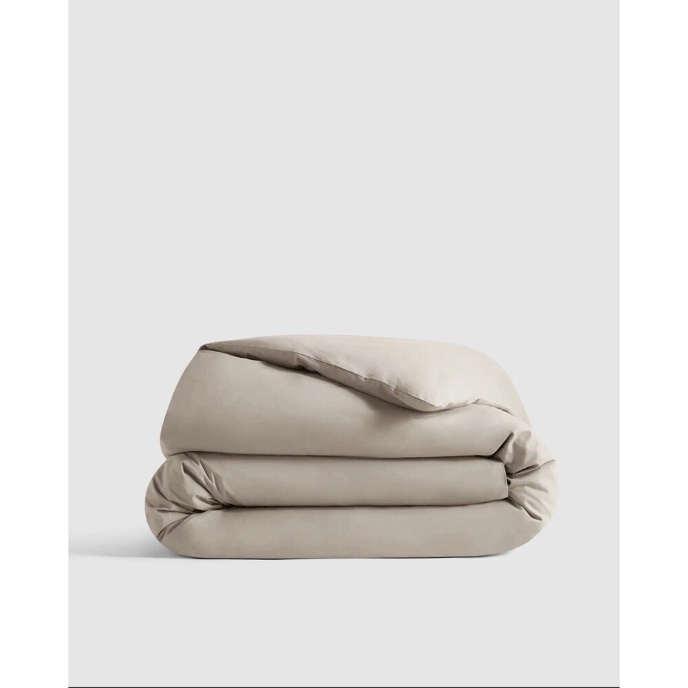Quince Organic Crisp Percale Duvet Cover Full Queen Dove 100% Cotton $94 Retail